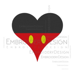 Mickey Mouse Heart Embroidery Machine Designs Instant Digital Download Pes File