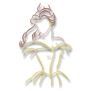 Princess Belle Embroidery Design Sketch Beauty and the Beast Pes Instant Digital Pattern