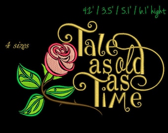 Beauty and the Beast Rose Embroidery Design: Tale as Old as Time (PES File)