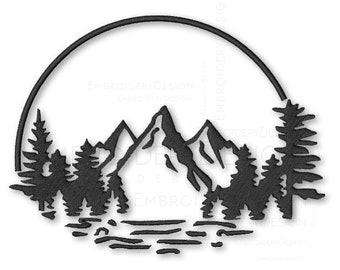 Trees and Mountain Embroidery Machine Designs Instant Digital Download Pes File