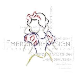 Snow White sketch embroidery machine design pes pattern princess instant digital download
