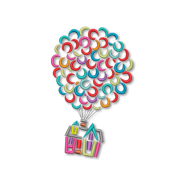 Up Balloon Embroidery Designs Sketch Embroidery Machine Instant Digital Download Pes File
