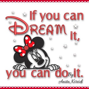 Minnie Mouse Embroidery Design: If You Can Dream It (PES Pattern)