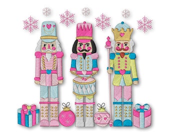 Pink Nutcracker Friends Embroidery Machine Designs Instant Digital Download Pes File