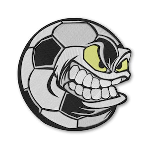 Diseños de máquina de bordar con balón de fútbol enojado Descarga digital instantánea Archivo Pes