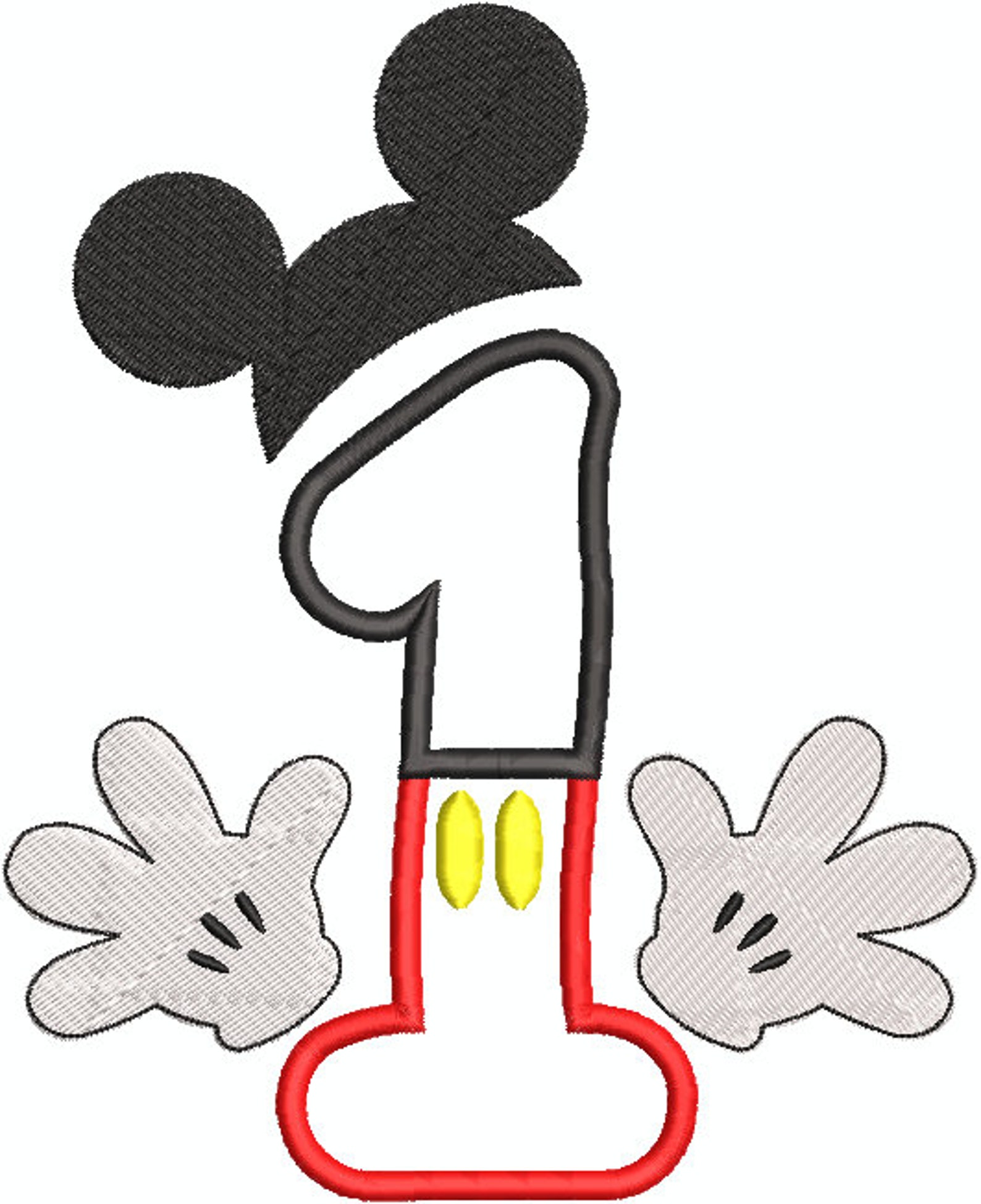 Number 1 Birthday Mickey Mouse Machine Embroidery Applique | Etsy