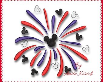 Mickey Mouse fireworks Embroidery Machine Designs Pes Instant Download digital Pattern