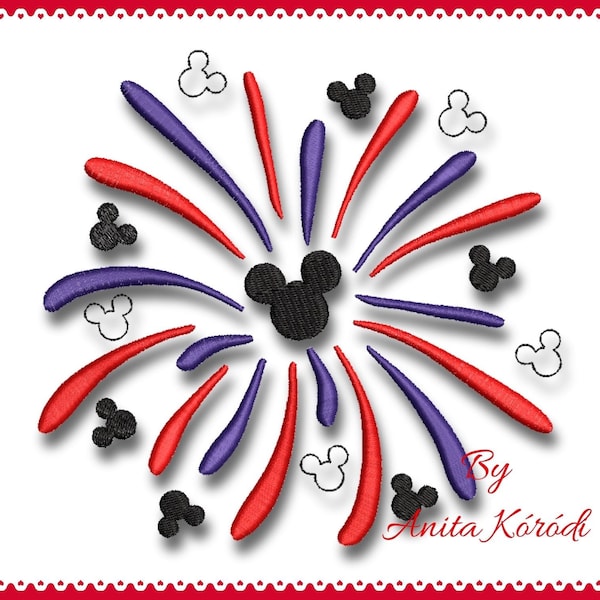 Mickey Mouse fireworks Embroidery Machine Designs Pes Instant Download digital Pattern