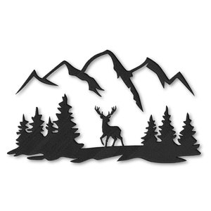 Wald Berge Hirsch 2 Stickerei Maschine Designs Sofortiger digitaler Download Pes Datei