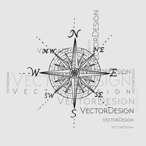 Map Compass Vector Art: SVG, PNG, PDF Clipart (Digital Download)