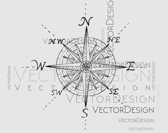 Mapa Brújula Gráficos SVG Dxf EPS Png Cdr Ai Pdf Vector Arte Clipart Descarga instantánea Archivo de impresión de corte digital Silueta Cricut
