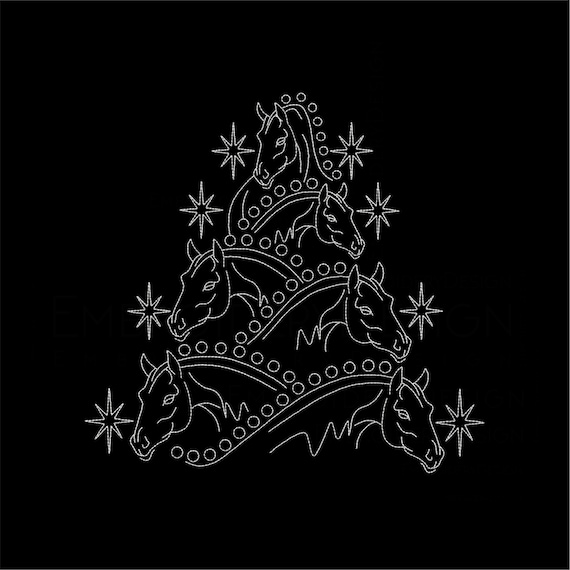 Horses Christmas Tree Horse Embroidery Machine Designs Instant