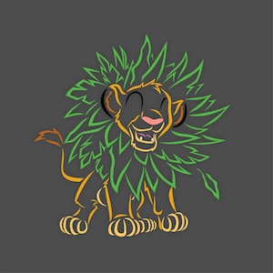 Il Re Leone Simba Sketch Grafica SVG Dxf EPS Png Cdr Ai Pdf Vector Art Clipart download immediato File di stampa taglio digitale