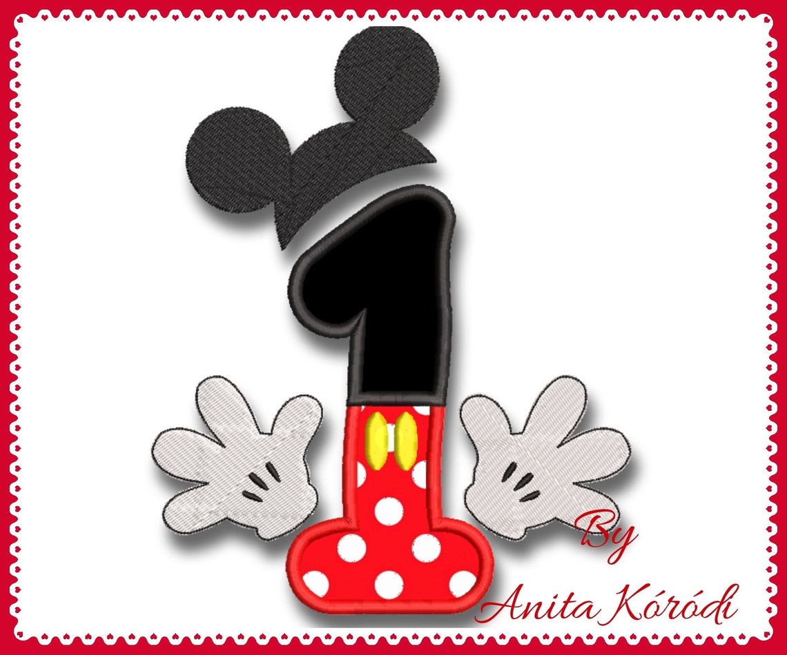 Mickey Mouse Number 1 Png Clip Art Black And White - 1 Ano Mickey E7F