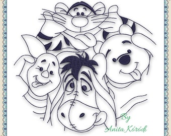 Embroidery Machine Design Winnie the pooh Funny File pattern digital download pes
