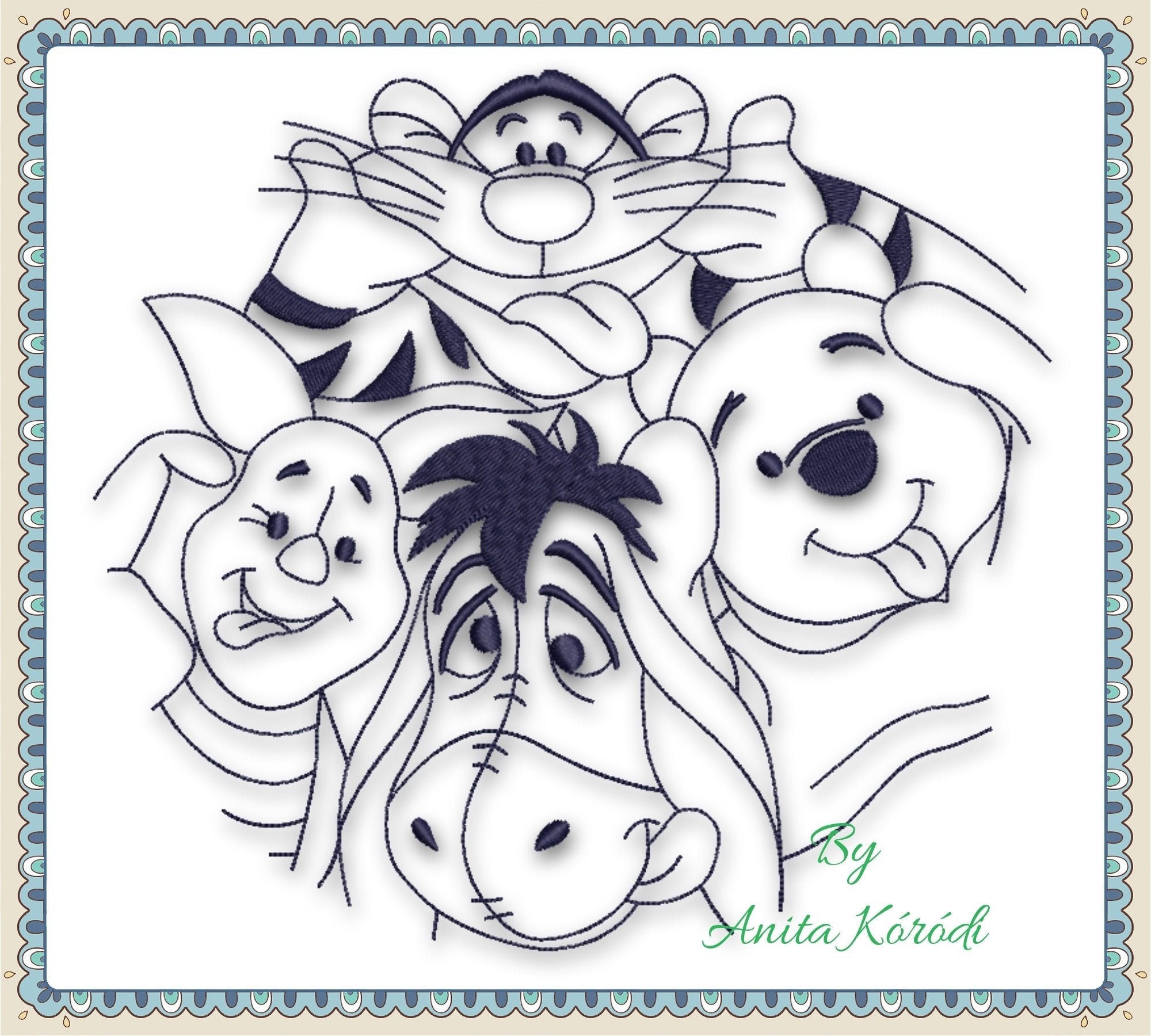 Embroidery machine design winnie the pooh funny file pattern  etsy