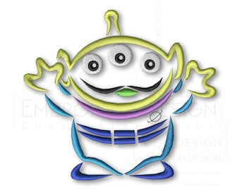 Green Alien from Pizza Planet Embroidery Machine Designs Instant Digital Download Pes File Sketch