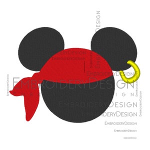 ミッキーマウス海賊刺繍機デザイン インスタントデジタルダウンロード PES ファイル