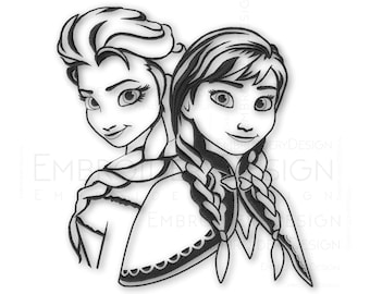 Frozen Princess Anna and Elsa Embroidery Machine Design File pattern digital download pes