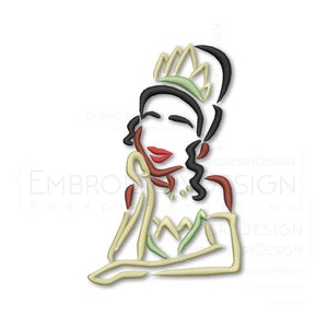 Princess Tiana Embroidery Machine Designs Instant Digital Download Pes File Sketch