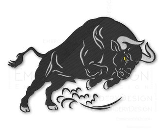 Angry Bull Attacking Pose Embroidery Machine Designs Instant Digital Download Pes File