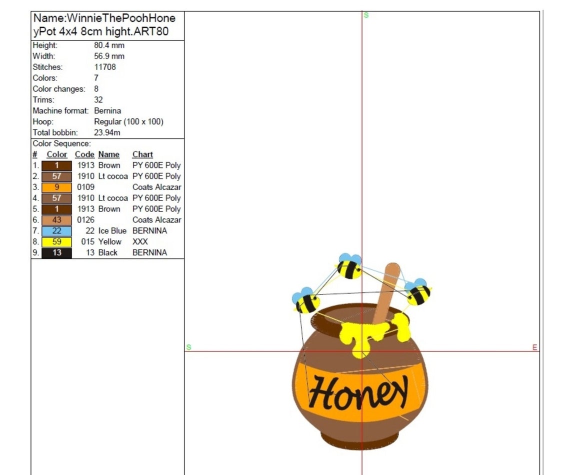 Winnie the Pooh Honey Pot Embroidery Machine Design Pes File Etsy