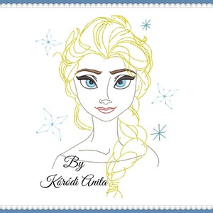 Frozen Elsa Machine Embroidery Outline Design Princess designs instant digital download pattern