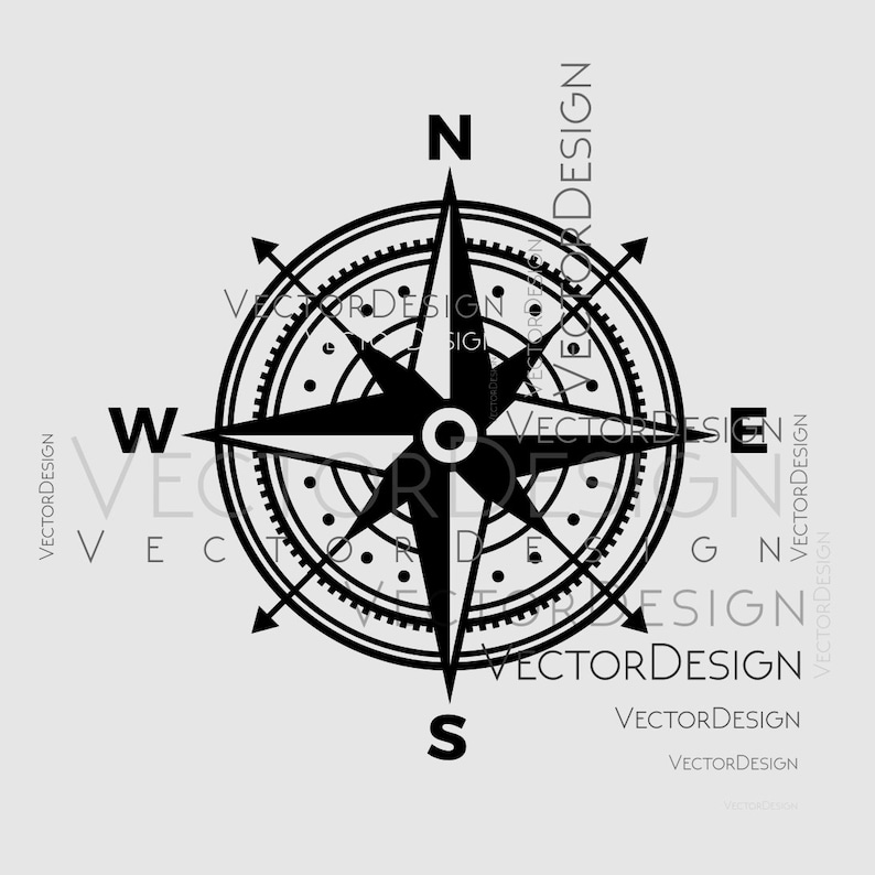 Map Compass V7 Graphics SVG Dxf EPS Png Cdr Ai Pdf Vector Art Clipart Instant Download Digital