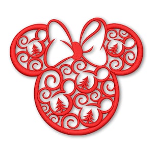 Mouse Head Christmas Swirls Embroidery Machine Designs Instant Digital Download Pes File