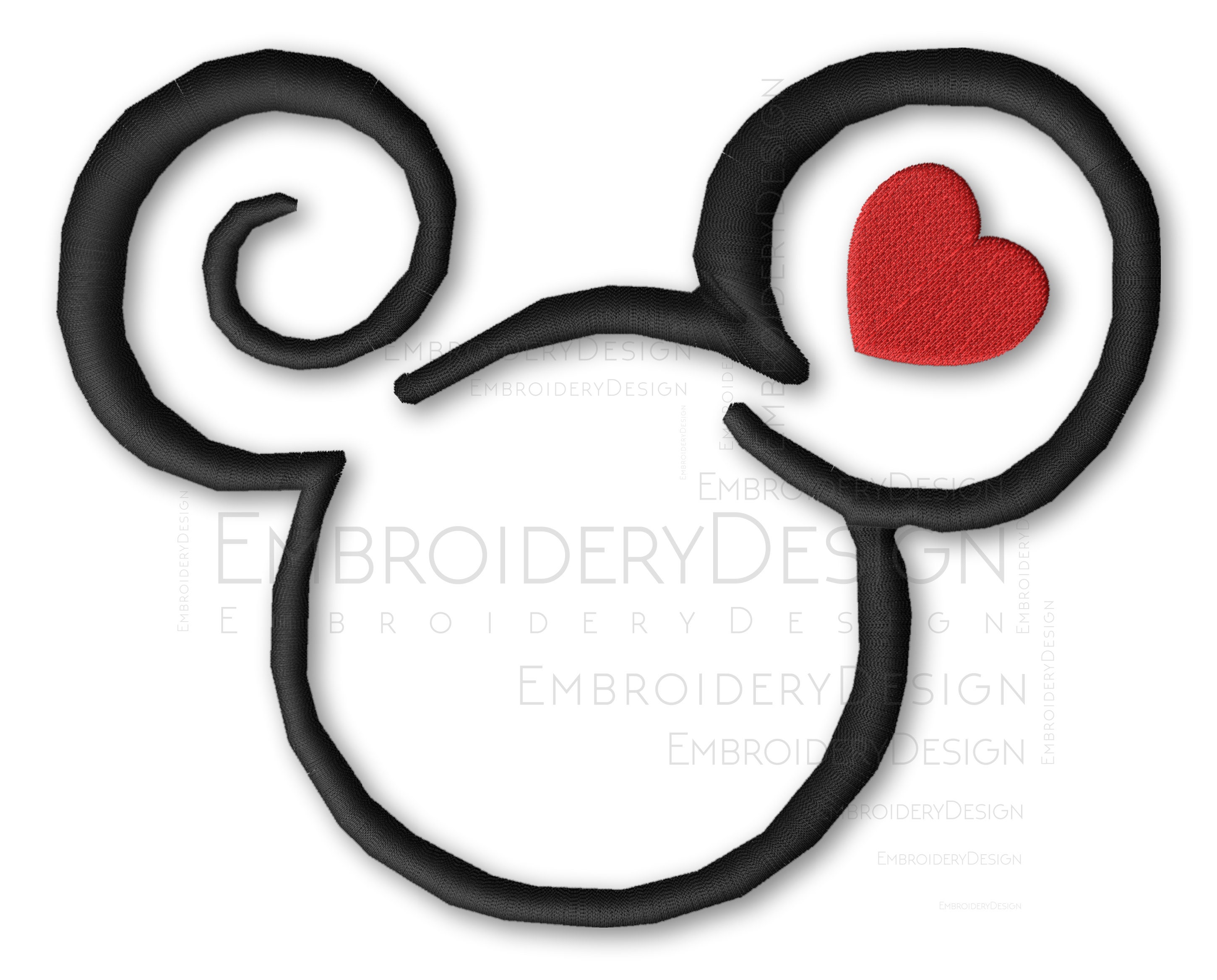 渦巻きミッキーミニーマウス刺繍機デザインインスタントデジタル