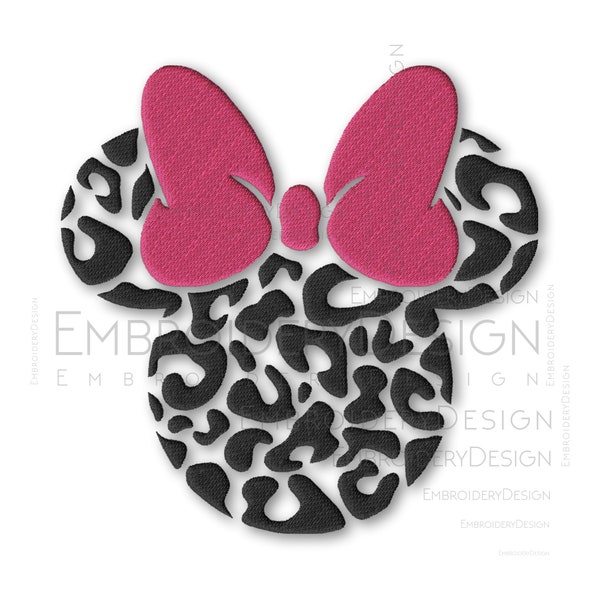 Minnie Mouse Leopard Cheetach Embroidery Machine Designs Instant Digital Download Pes File