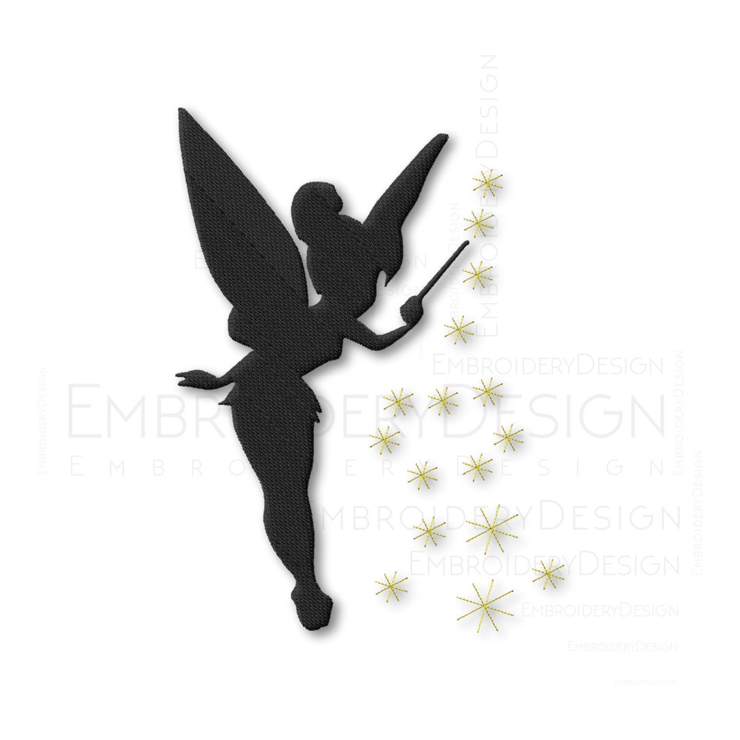Tinkerbell Fairy Peter Pan Silhouette Neverland Embroidery Machine