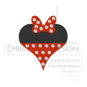 Minnie Mouse Heart Embroidery Machine Designs Instant Digital Download Pes File
