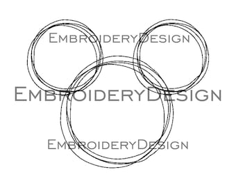Mickey Mouse head stitch Embroidery Machine Designs Instant Digital Download Pes File