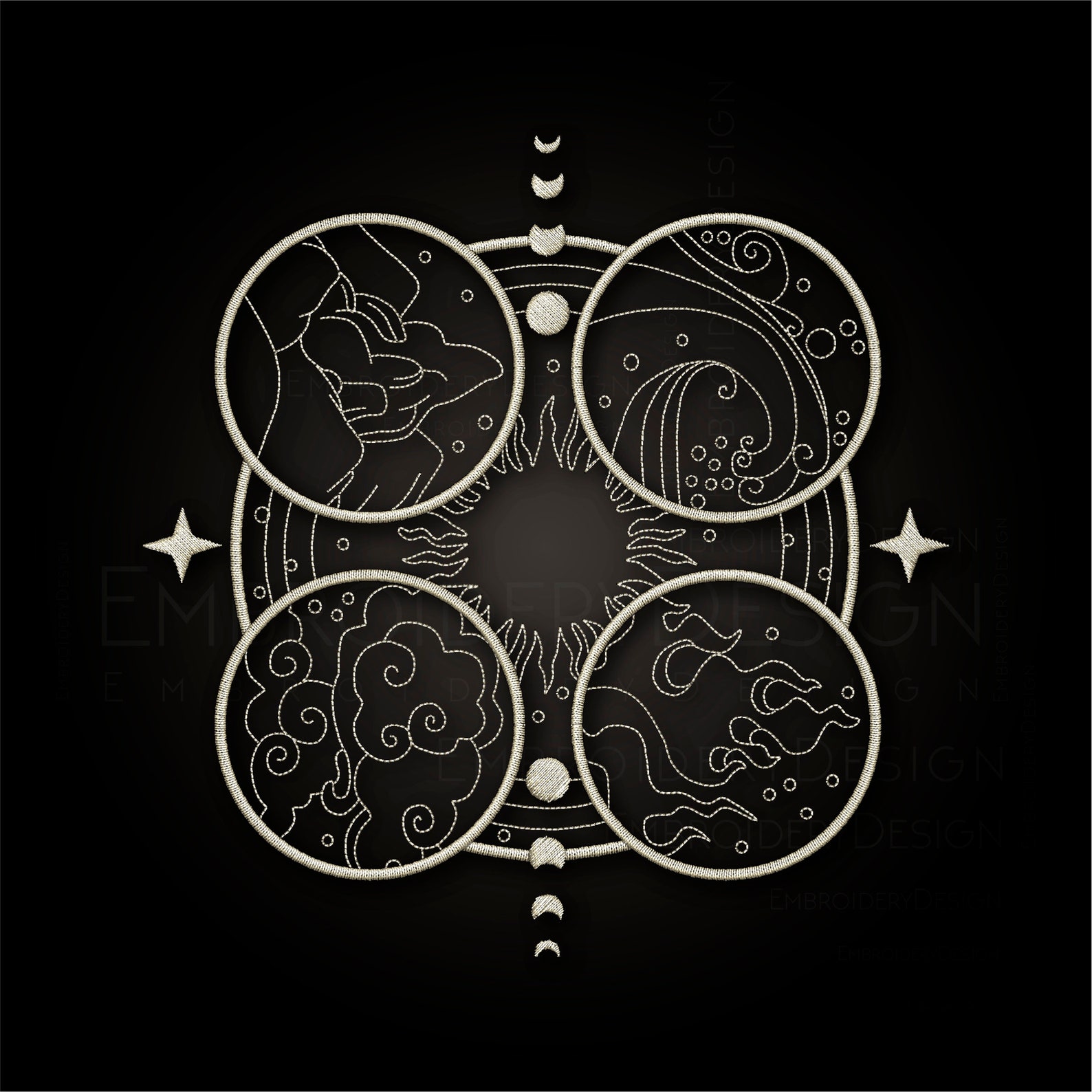 Four Elements of Nature Embroidery Machine Designs Instant - Etsy