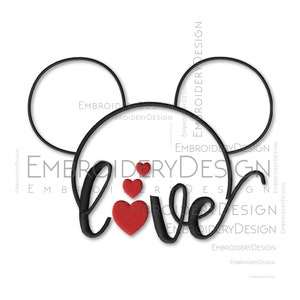 Love Mickey Mouse Embroidery Machine Designs Instant Digital Download Pes File