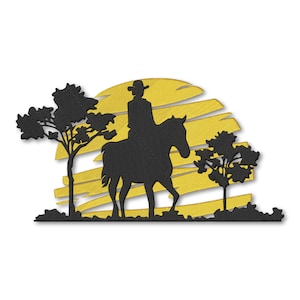 Fichier pes de téléchargement numérique du motif Silhouette de cow-boy à la machine à broder cheval