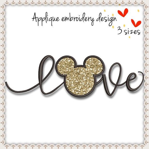 Mickey love Embroidery Machine Design Applique designs instant digital download