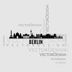 Berlin Skyline Town Graphics SVG Dxf EPS Png Cdr Ai Pdf Vector Art Clipart instant download Digital Cut Print File Silhouette Cricut