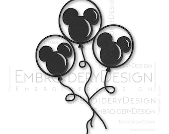 Mickey Mouse Balloon Bunch Embroidery Machine Designs Instant Digital Download Pes File