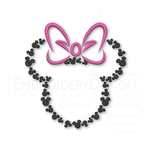 Minnie Mouse Heads Bow Embroidery Machine Designs Instant Digital Download Pes File Hus