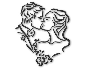 Wedding Bride Kiss Embroidery Machine Designs Instant Digital Download Pes File