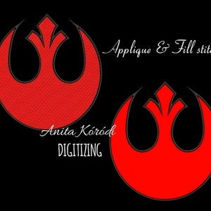 Rebel Alliance Embroidery Machine Designs Star Wars Pes Digital Download Applique&Fill Stitch Patterns