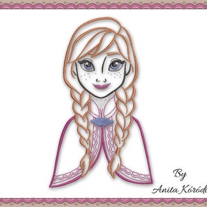 Frozen Anna Machine Embroidery Outline Design Princess designs instant digital download pattern