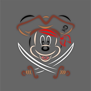 Grafica testa pirata di Topolino SVG Dxf EPS Png Cdr Ai Pdf Vector Art Clipart download immediato File di stampa taglio digitale