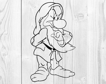Grumpy Dwarf SVG: Snow White Graphics, Vector Cut File (Digital Download)