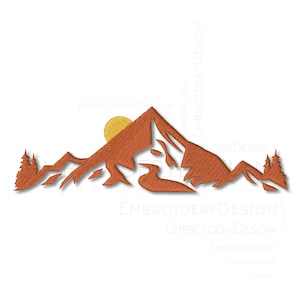 Mountain Sun Landscape Embroidery Machine Designs Instant Digital Download Pes File