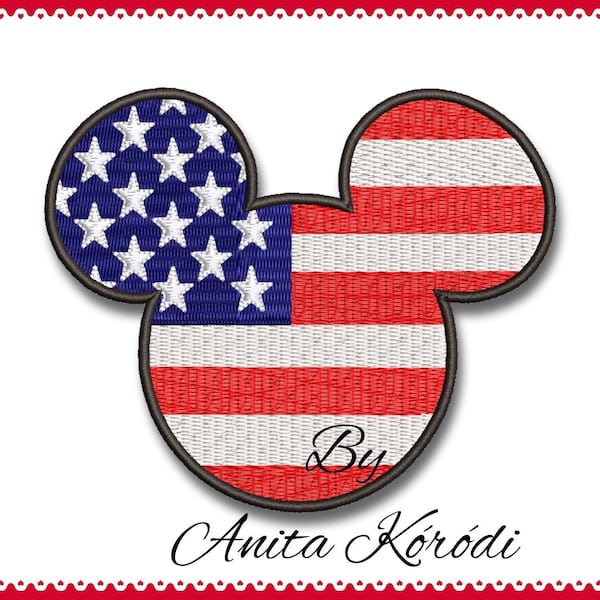 Mickey Mouse Usa Embroidery Machine Designs Pes Instant Download digital Pattern