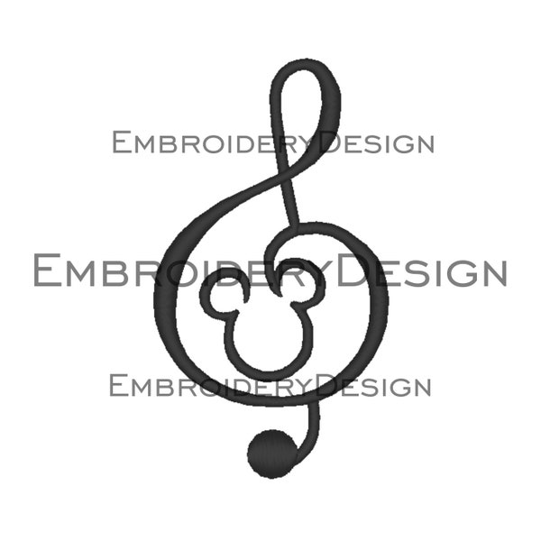 Notes Mickey Mouse Embroidery Machine Designs Music Outline Pes Instant Download digital Pattern