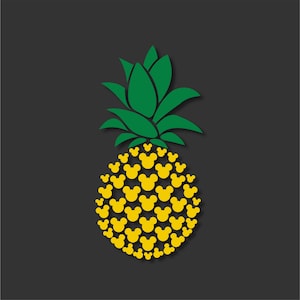 Tropische Früchte Mickey Ananas Grafiken SVG Dxf EPS Png Cdr Ai Pdf Vektor Art Clipart sofortiger Download Digital Schnitt Druckdatei
